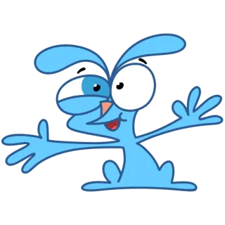 🤗 a7a6033a 卡通, 动物, 蓝色, 兔子, 快乐, 角色 telegram sticker
