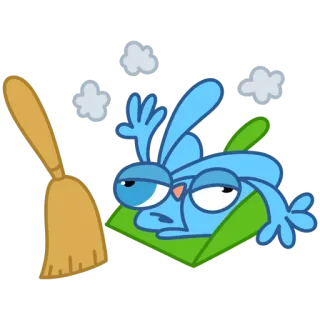 🧹 e7943cf1 卡通, 角色, 扫帚, 清洁, 簸箕, 疲惫 telegram sticker