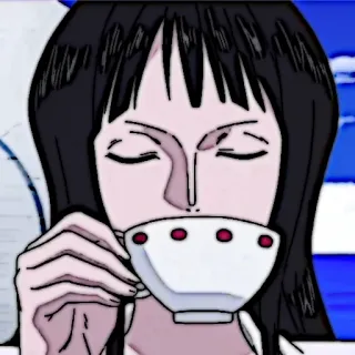 📜 6fb1d0b7 Nico Robin One Piece ニコ・ロビン, ワンピース, アニメ, 飲んでいる, お茶, カップ telegram sticker