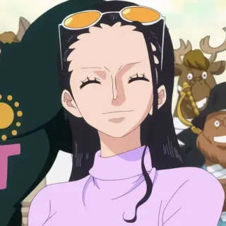☺️ e7dfaa0d Nico Robin One Piece anime, cười, hoạt hình, nhân vật, One Piece whatsapp sticker