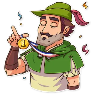 😤 795e967c kartun, karakter, medali, pemenang, perayaan telegram sticker