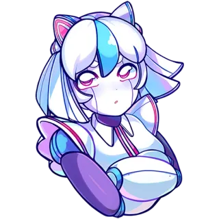 🙄 688cce12 gadis anime, robot, telinga kucing, android, imut, cyborg, ilustrasi, stiker telegram sticker