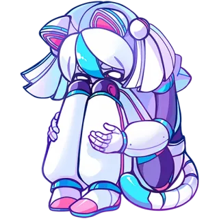 😔 7bad9d62 kucing, robot, anime, imut, sedih, futuristik telegram sticker