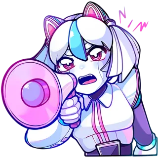 📢 d334d890 Meow kucing, megafon, anime, stiker, kartun telegram sticker