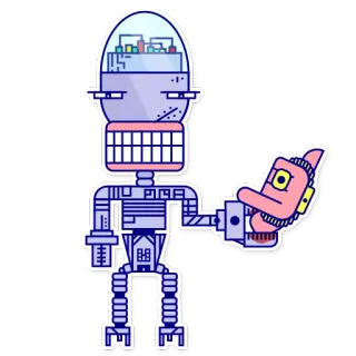 🤙 064315b0 robot, jari tengah, kartun, gestur, menyinggung telegram sticker
