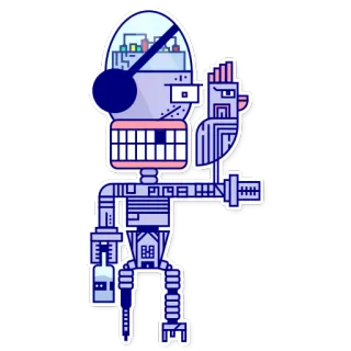 🤠 c3d9875f robot, karakter, kartun, ilustrasi, stiker telegram sticker