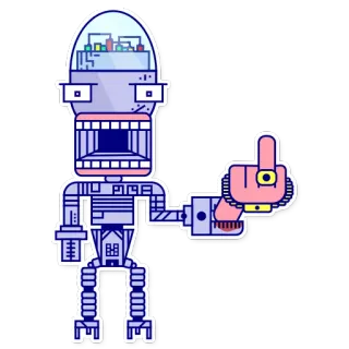 🖕 d2240a85 robot, jari tengah, gestur ofensif, kartun telegram sticker