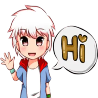 🙂 41e62a13 Hi 挨拶, アニメ, 漫画, こんにちは, 手を振る telegram sticker