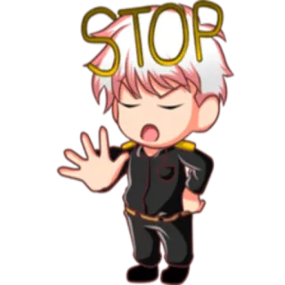 ✋ 69e28546 STOP ストップ, 警告, ちび, アニメ, 男性 telegram sticker