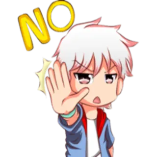 😕 c5aa6ad4 NO いいえ, ストップ, アニメ, 少年, 否定, 禁止 telegram sticker