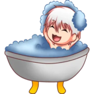 🛁 f0f4fc24 バスタブ, ちび, 泡風呂, アニメ風, かわいい, 漫画, イラスト telegram sticker
