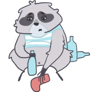 😞 6072cc0d wasbeer, cartoon, dier, verdrietig, depressief, fles, drinken, eenzaam telegram sticker