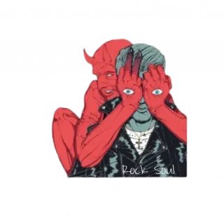 🤟 e75f3a53 Rock Soul 악마, 눈, 뿔, 록, 영혼 telegram sticker