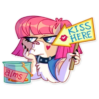 😗 3f0f15a3 KISS HERE beso, animal, sticker, labios, corazón, lindo, divertido whatsapp sticker