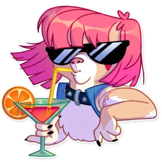 😎 8fa1d7f2 dibujos animados, perro, cóctel, gafas de sol, bebida whatsapp sticker