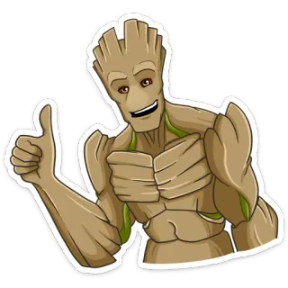 👍 2909f636 Groot Guardians of the Galaxy Groot, Marvel, Guardiani della Galassia, Pollice in su, Personaggio telegram sticker