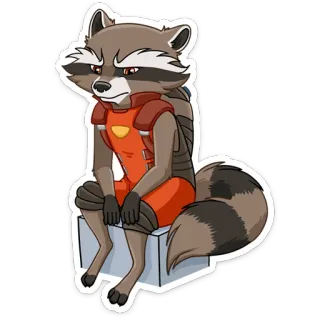 😞 37137354 Rocket Raccoon Guardians of the Galaxy procione, cartone animato, animale, Marvel, Guardiani della Galassia telegram sticker