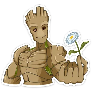 🌷 6ceb61fe Groot Guardians of the Galaxy Groot, fiore, carino, Marvel, Guardiani della Galassia, cartone animato telegram sticker