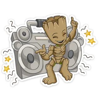 💃 767474bd Groot Guardians of the Galaxy groot, ballare, marvel, guardiani della galassia, boombox telegram sticker