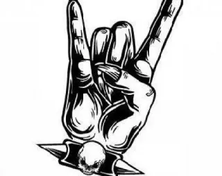 🤘 3d50139c Rock on, Pommesgabel, Heavy Metal, Totenkopf, Handzeichen, Rock'n'Roll telegram sticker