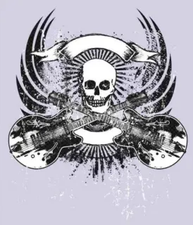 🎶 5e8a5476 Schädel, Gitarre, Flügel, Musik, Rock, Skelett telegram sticker