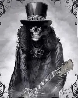 🎸 7d872a9f Schädel, Gitarre, Hut, Skelett, Musik telegram sticker