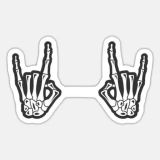 🤘 92f75f7e Skelett, Rock on, Hand, Geste telegram sticker