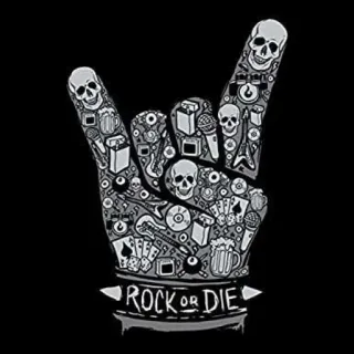 🤘 a8dfbd20 ROCK or DIE Rockmusik, Teufelshörner, Schädel, Musik, Rock'n'Roll telegram sticker