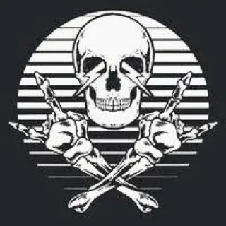 🤘 b082e9f1 Schädel, Skelett, Rock and Roll, Metal, Knochen, Musik telegram sticker