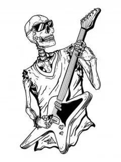 🎸 bef2c5dd Skelett, Gitarre, Musik, Rock, Band, Schädel telegram sticker