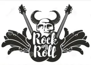 🎶 d24eeda7 Rock an' Roll Rock, Roll, Musik, Gitarre, Schädel, Hörner, Rock'n'Roll telegram sticker