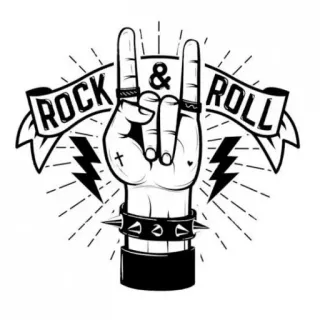 🤘 e0de045e ROCK & ROLL Rock and Roll, Musik, Handgeste, Rock, Roll, Pommesgabel telegram sticker
