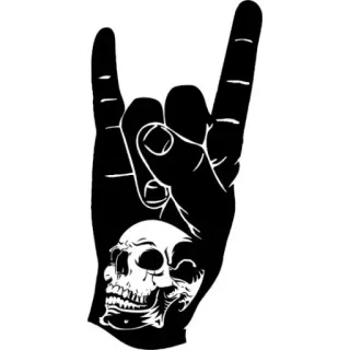 🤘 eceeca00 Rock and Roll, Handgeste, Totenkopf, Heavy Metal, Hörner, Teufelshörner telegram sticker