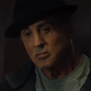 🌑 91525a5c Rocky Balboa Rocky film, boksen, sylvester stallone, verdrietig, hoed telegram sticker