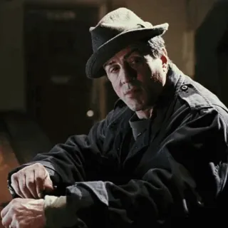 🥀 baf3dd6a Rocky Balboa Rocky bokser, film, stallone, hoed, portret telegram sticker