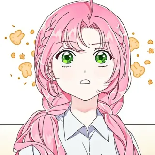 🌸 080a74b1 Frau, pinke Haare, Anime-Stil, grüne Augen, Charakter, Mädchen, Cartoon, überrascht telegram sticker