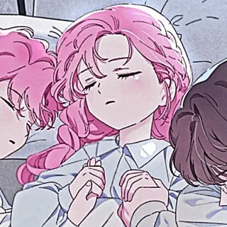 🌸 30ac2e01 Anime, Cartoon, Schlafend, Pinke Haare, Mädchen, Süß telegram sticker