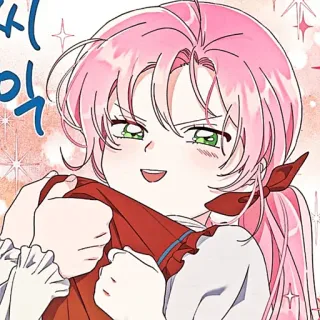 🌸 51f9b6e7 씨익 Anime, Mädchen, pinke Haare, Cartoon, süß, weiblich, lächelnd telegram sticker