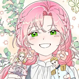 🌸 5809b6d8 Anime, Niedlich, Mädchen, Pinke Haare, Zöpfe, Puppen, Cartoon telegram sticker