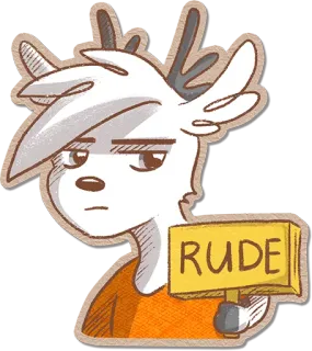 ☔ 631b2355 RUDE 失礼, 鹿, 漫画, 動物, サイン, ユーモア telegram sticker