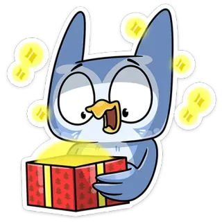 🎁 0bd92920 Eule, Geschenk, Geschenk, Cartoon, niedlich, Feier telegram sticker
