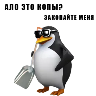 🥄 1eddb220 ДОВБИК ЗАБИВНОЙ! penguin, sekop, kacamata hitam telegram sticker