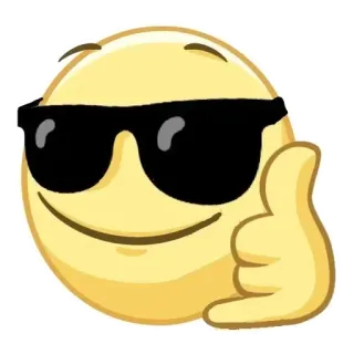 😎 9c0979c0 Emoji, Óculos de sol, Legal, Me liga, Gesto de mão, Amarelo telegram sticker