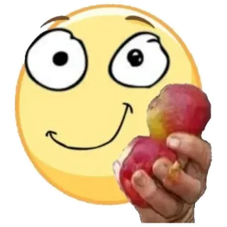 🍎 b661c485 emoji, pêssego, fruta, sorriso, bobo, comida, mão telegram sticker