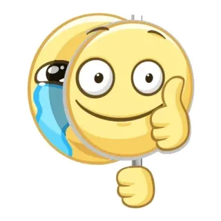 😭 b9e868b0 emoji, mask, emotion, crying, happy, thumbs up telegram sticker