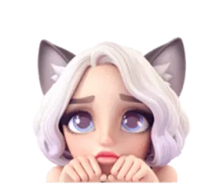 🙁 14de510c cartoon, meisje, kattenoren, schattig, anime, kawaii telegram sticker