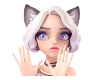 👐 51a7e928 anime meisje, kattenoren, cartoon, digitale kunst, personage, schattig telegram sticker