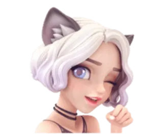 😉 6918f085 katmeisje, anime stijl, cartoon, schattig, kattenoren telegram sticker