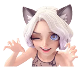 👹 7cad333a kattenoren, knipogend, cartoon, meisje, anime, vrouw, schattig telegram sticker