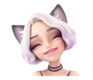 ☺️ 88f244ad kattenmeisje, anime, cartoon, schattig, meisje, kattenoren telegram sticker